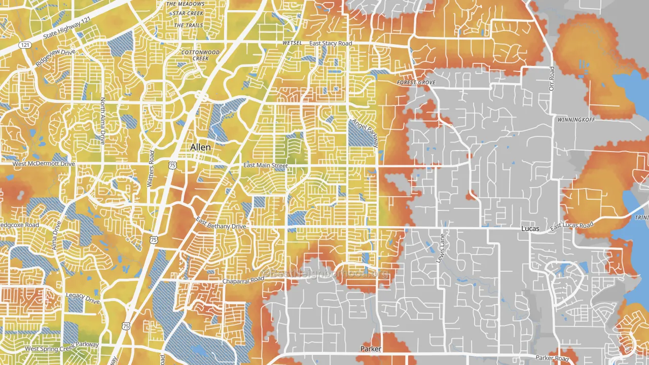 Bike Grade map of 75002, TX