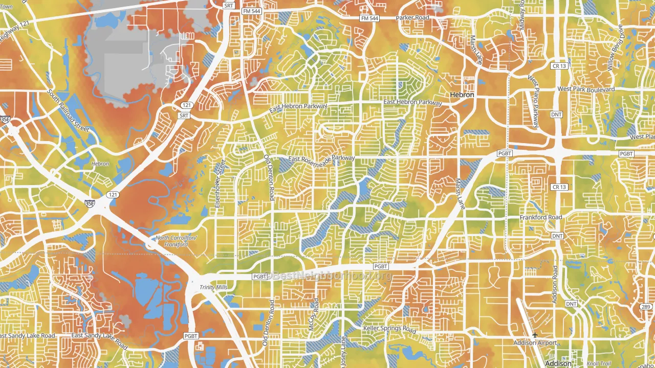 Bike Grade map of 75007, TX