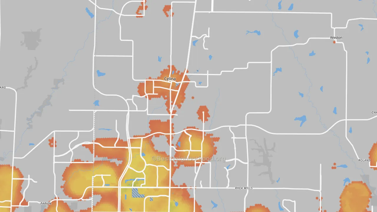 Bike Grade map of 75009, TX