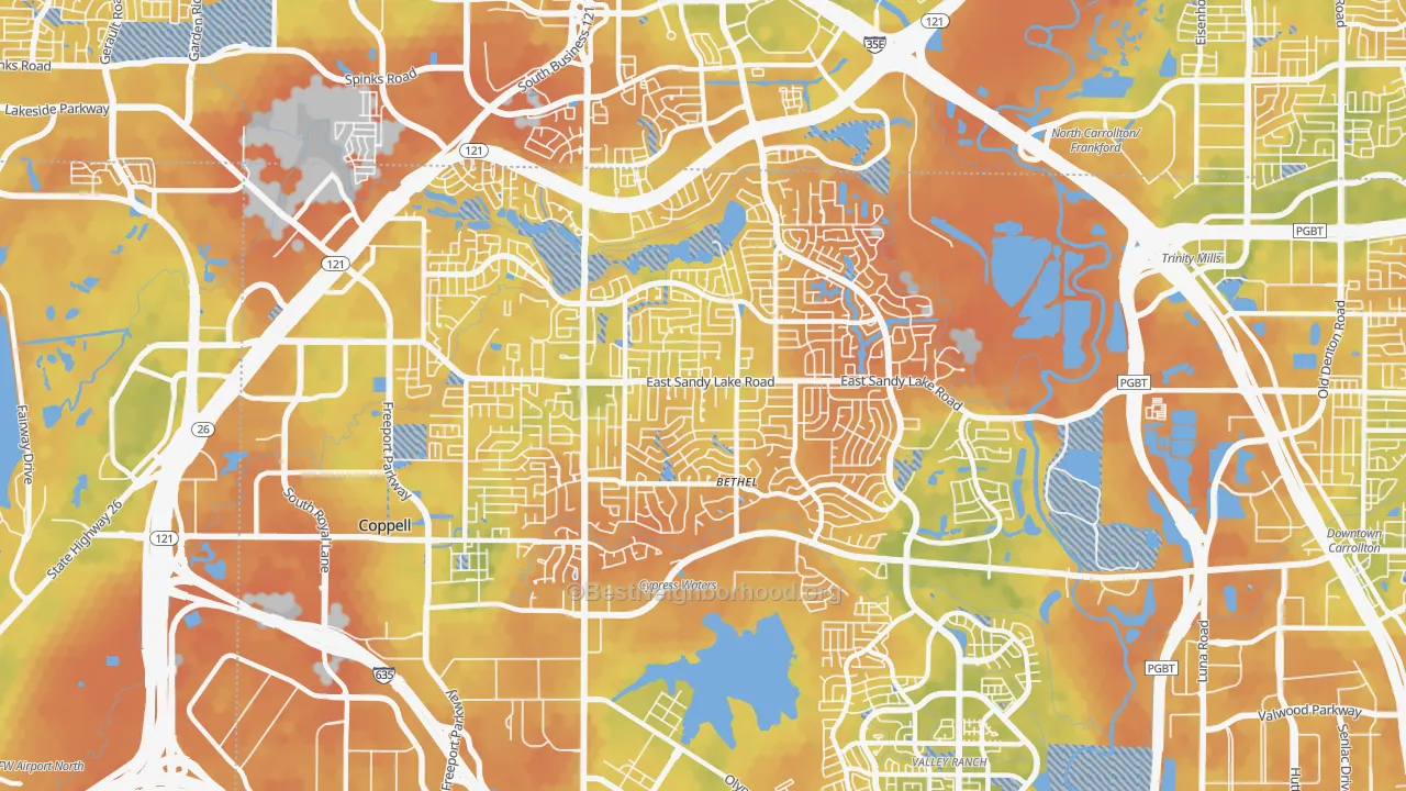 Bike Grade map of 75019, TX