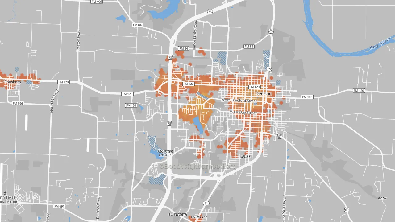 Bike Grade map of 75020, TX