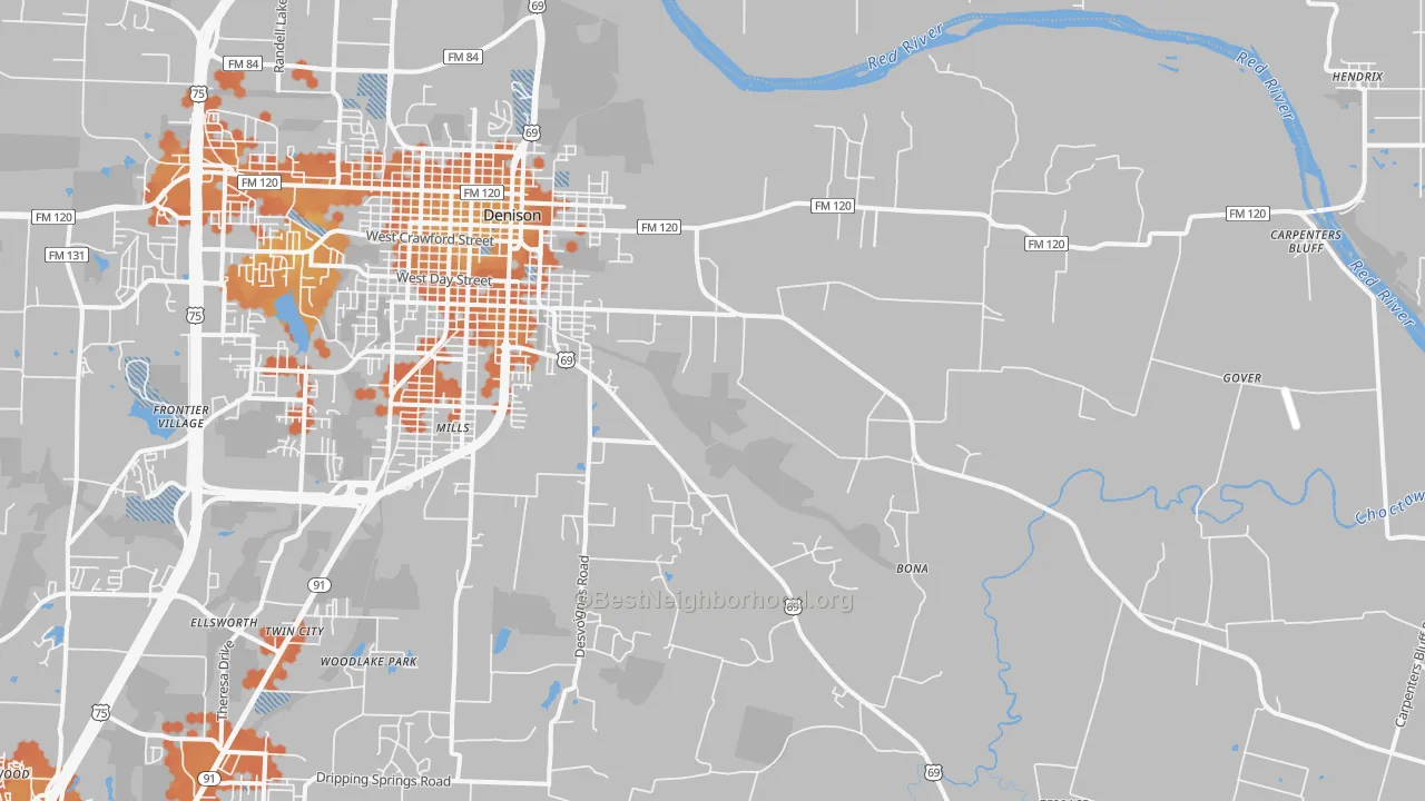 Bike Grade map of 75021, TX