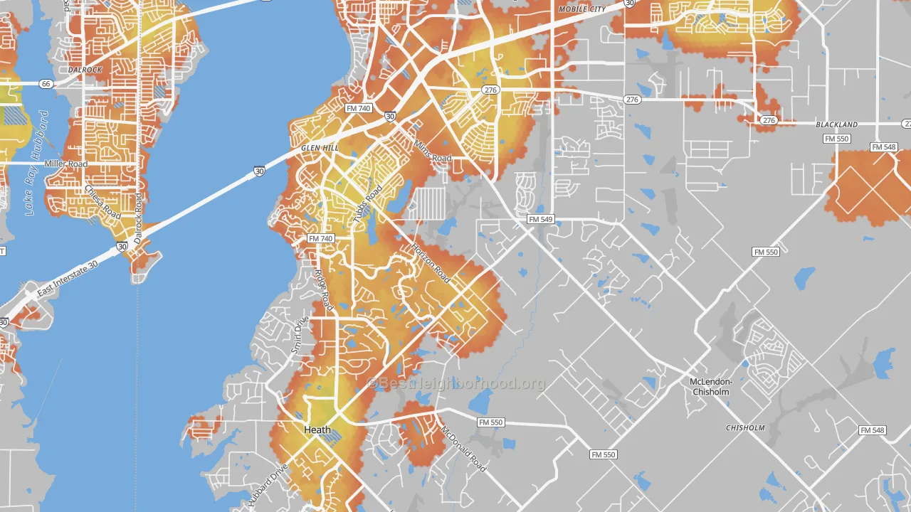 Bike Grade map of 75032, TX