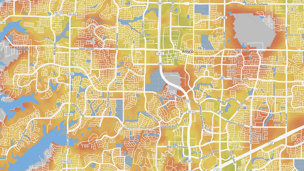 Bike Grade map of 75034, TX