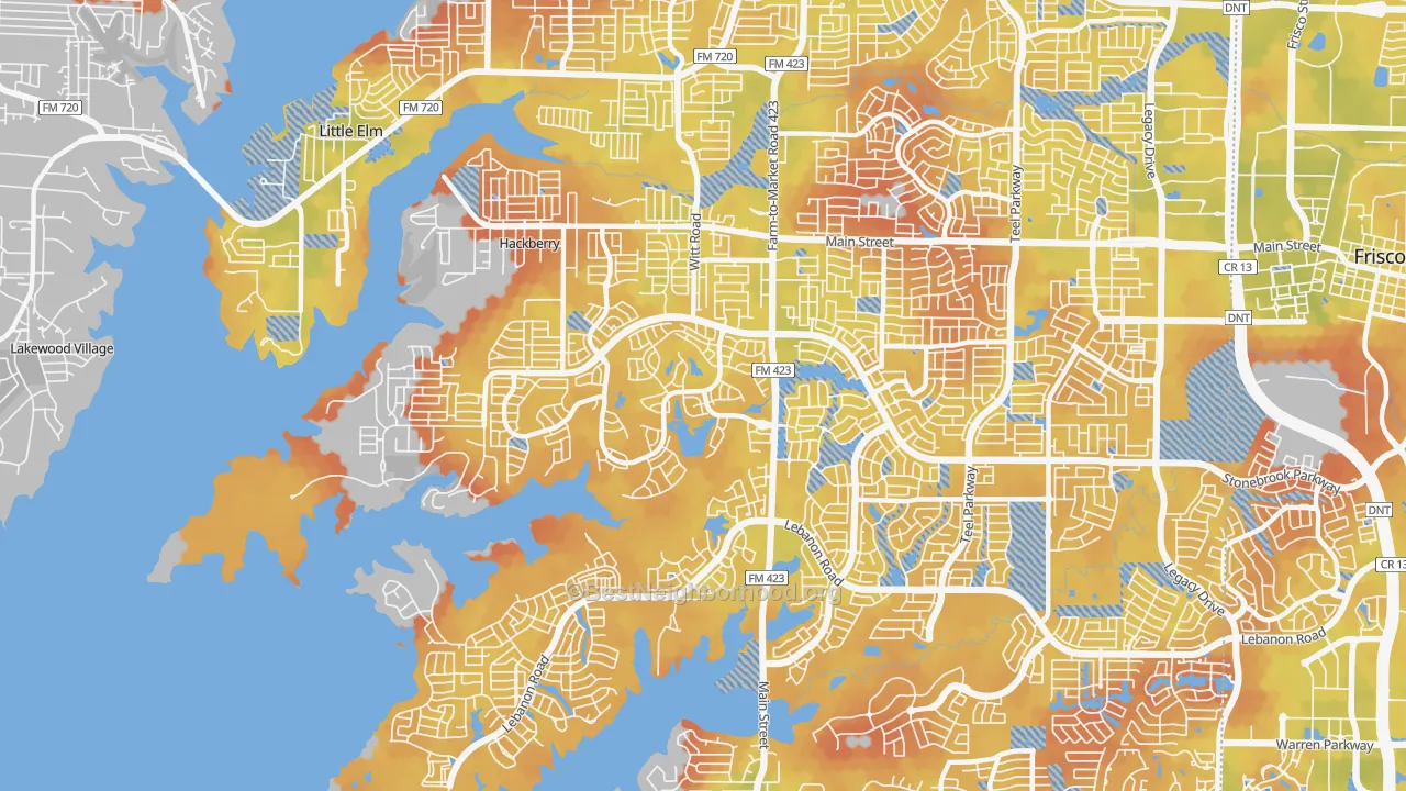 Bike Grade map of 75036, TX