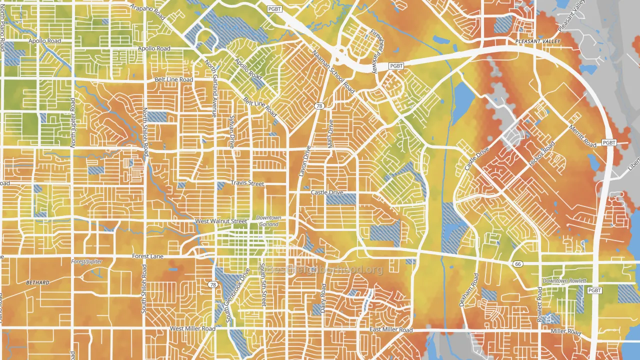 Bike Grade map of 75040, TX