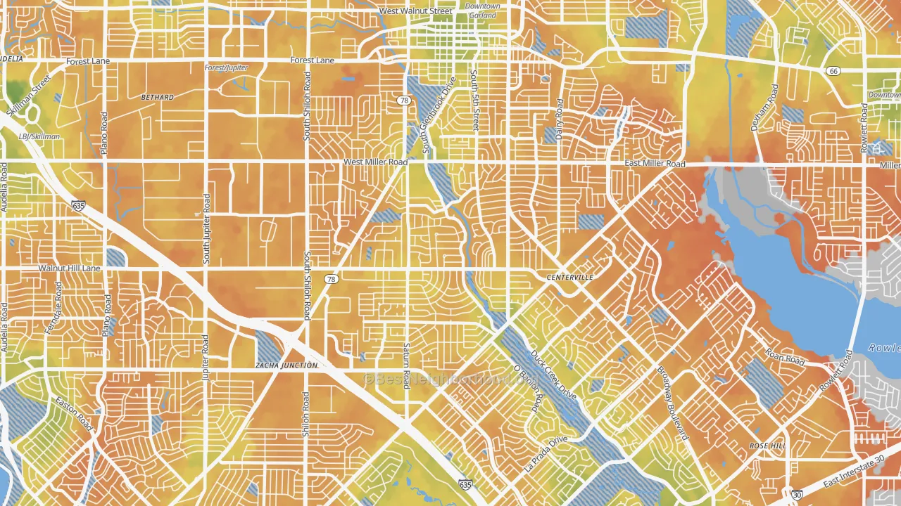 Bike Grade map of 75041, TX
