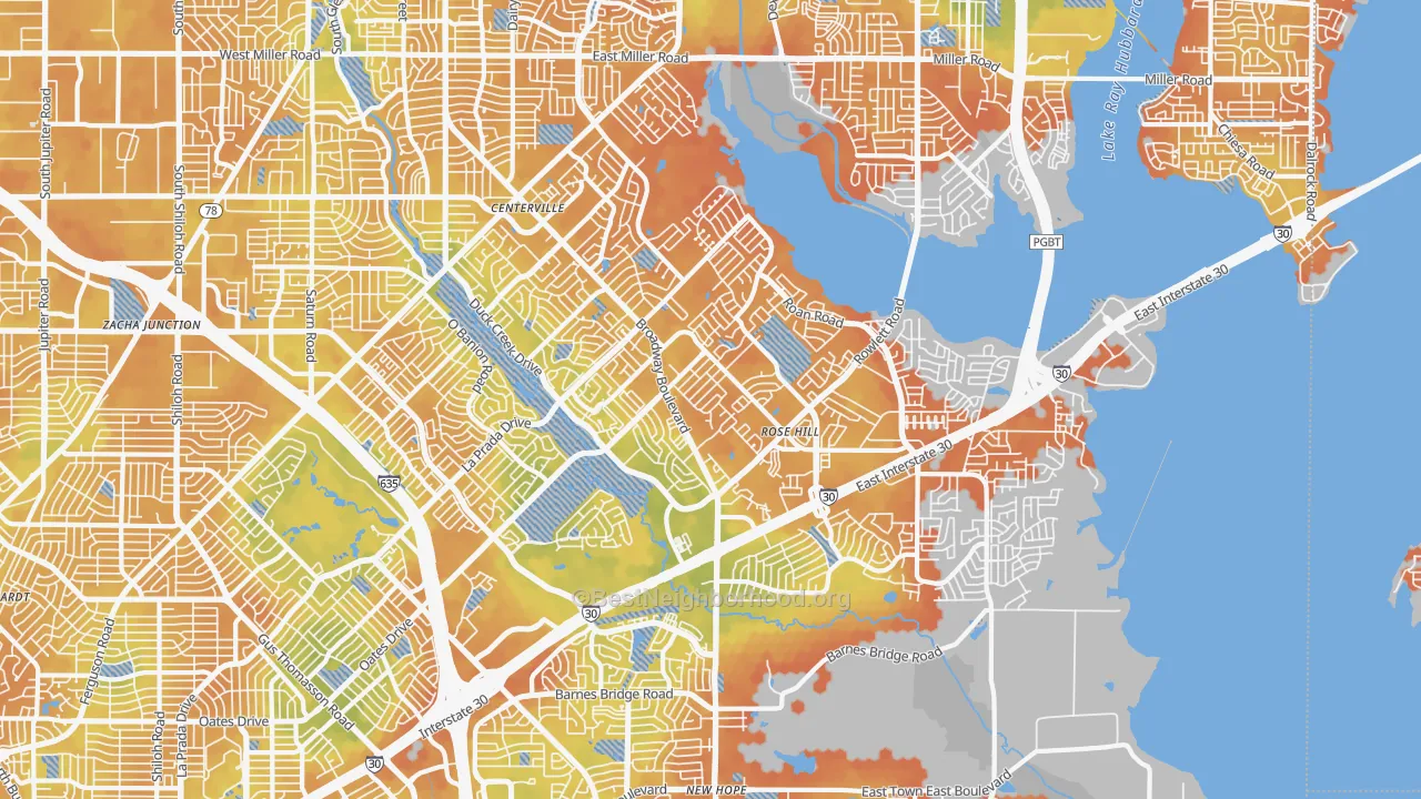Bike Grade map of 75043, TX
