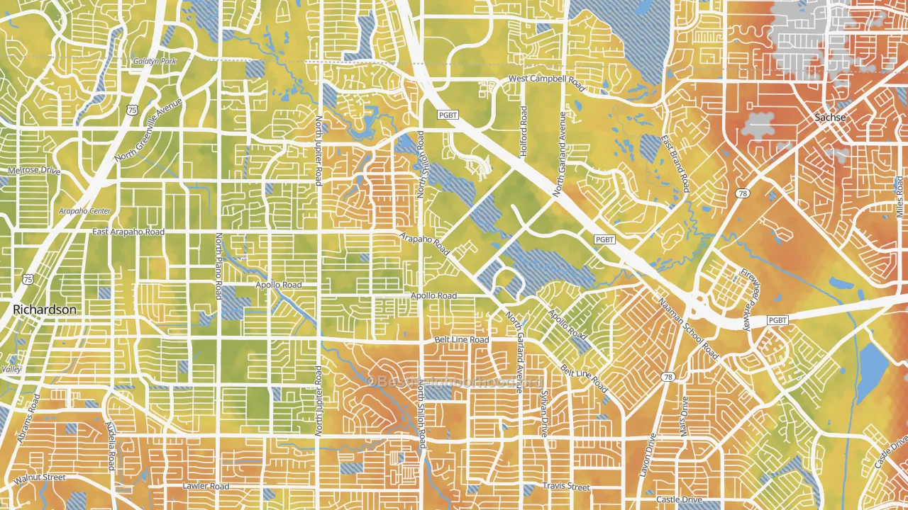 Bike Grade map of 75044, TX