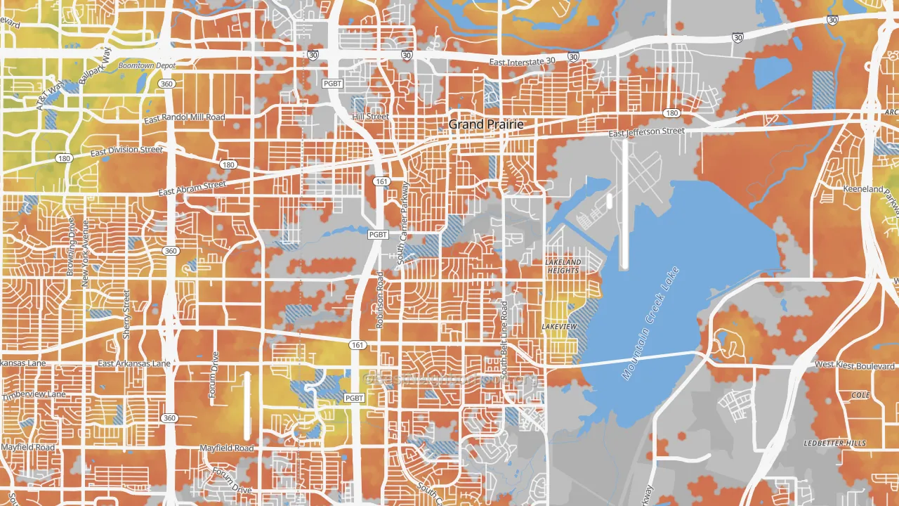 Bike Grade map of 75051, TX