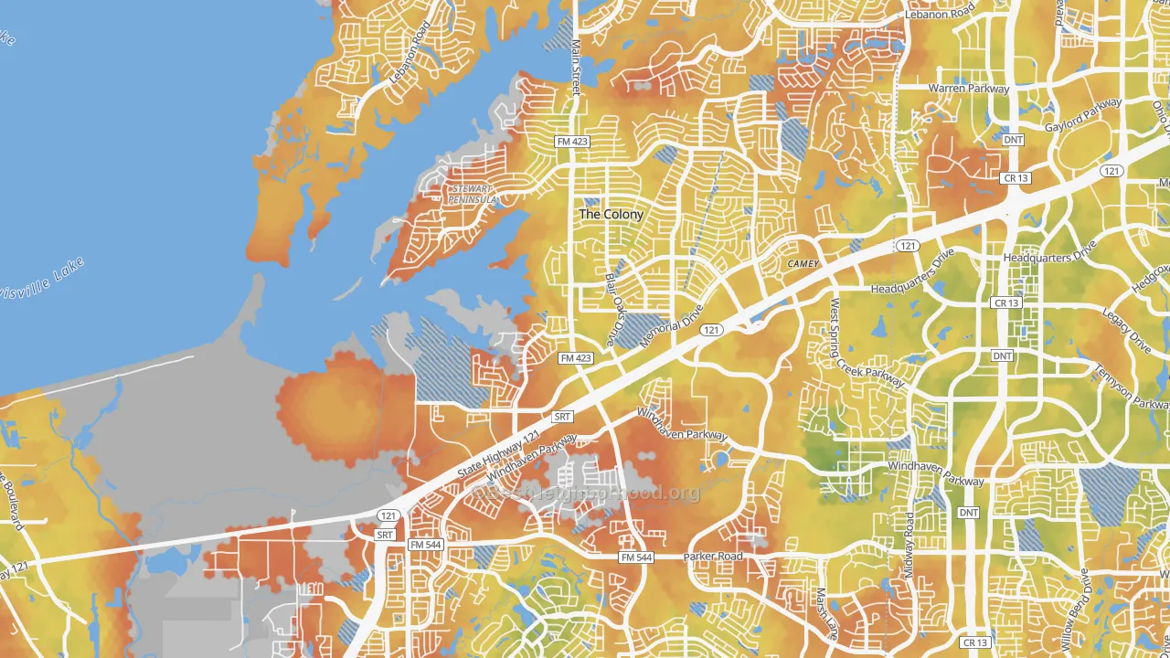 Bike Grade map of 75056, TX