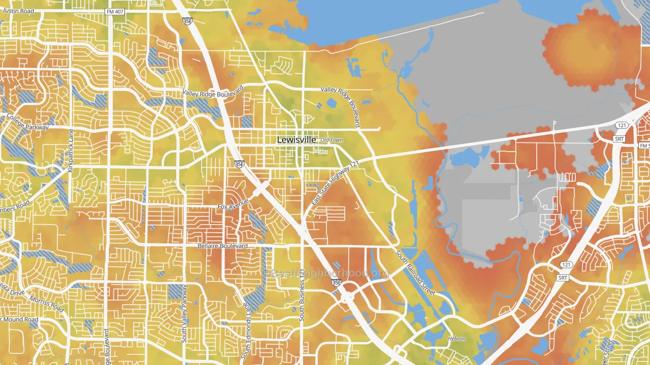 Bike Grade map of 75057, TX