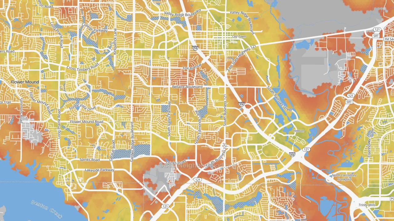 Bike Grade map of 75067, TX
