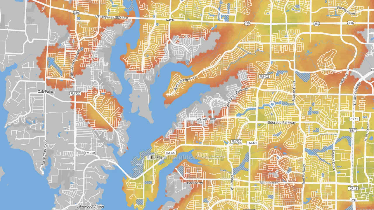 Bike Grade map of 75068, TX