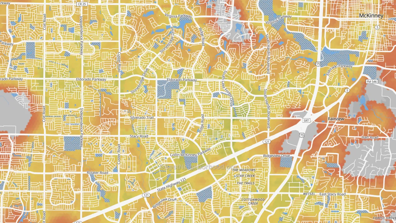 Bike Grade map of 75070, TX