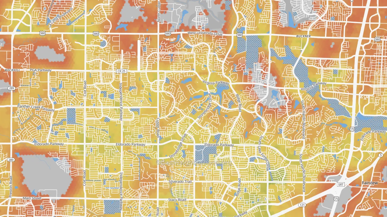 Bike Grade map of 75072, TX