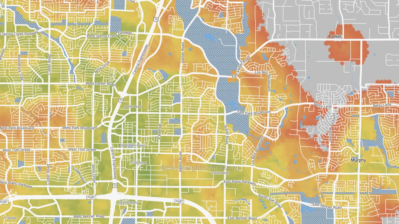 Bike Grade map of 75074, TX