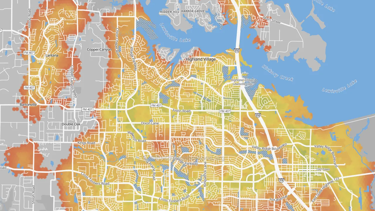 Bike Grade map of 75077, TX