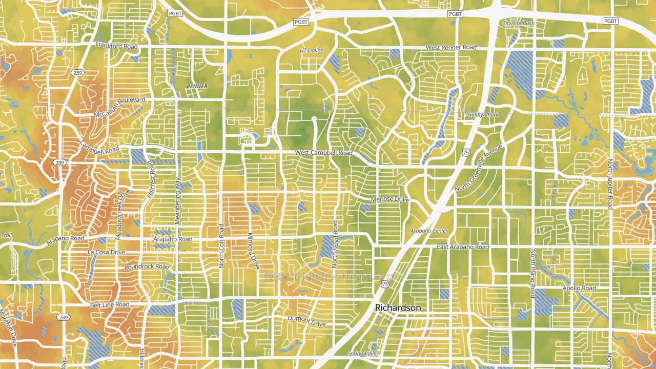 Bike Grade map of 75080, TX