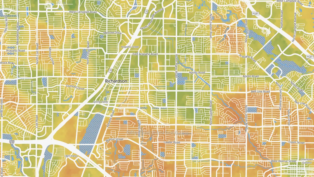 Bike Grade map of 75081, TX