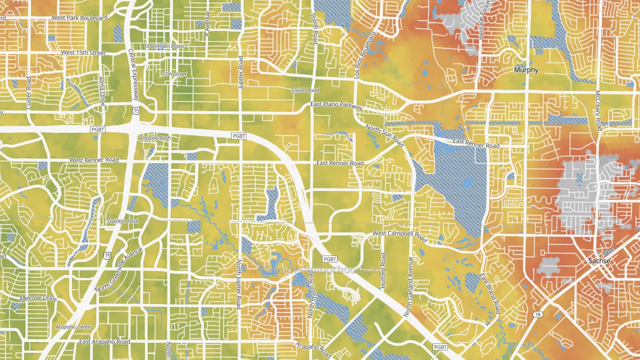 Bike Grade map of 75082, TX