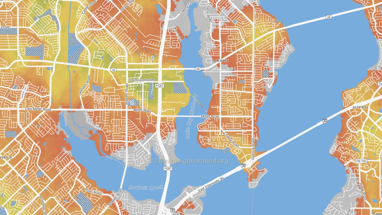 Bike Grade map of 75088, TX