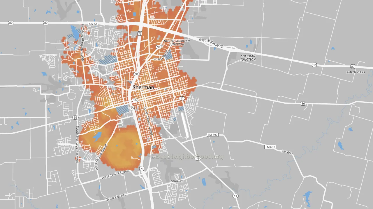 Bike Grade map of 75090, TX