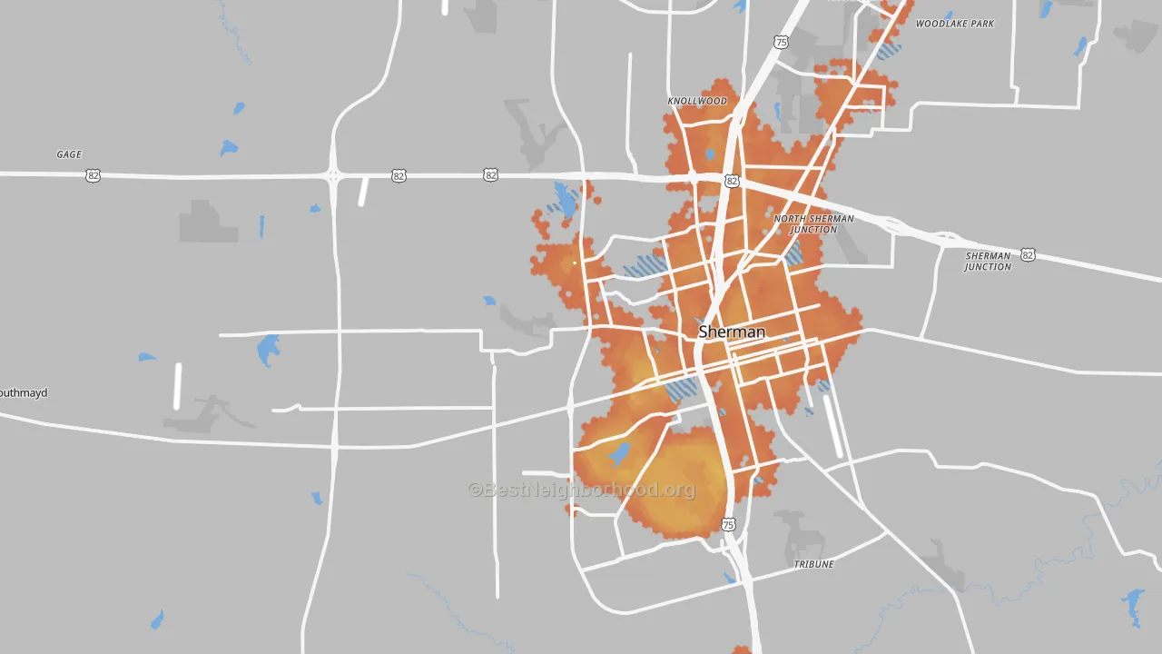 Bike Grade map of 75092, TX