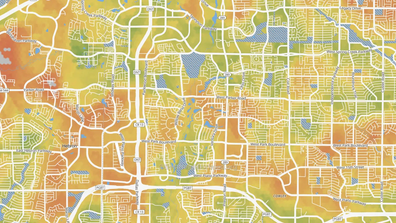 Bike Grade map of 75093, TX