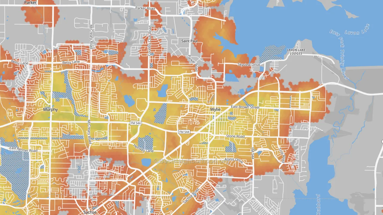 Bike Grade map of 75098, TX