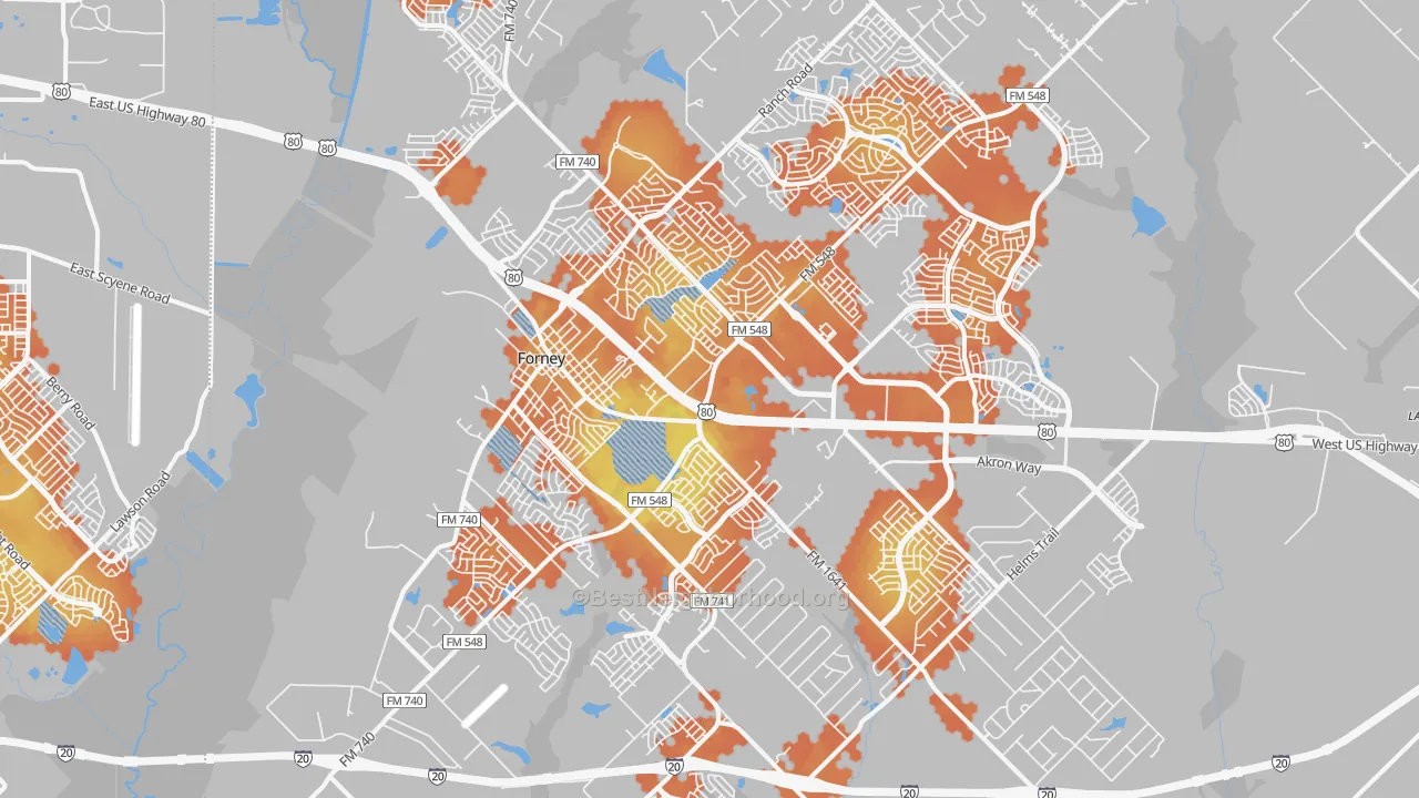 Bike Grade map of 75126, TX