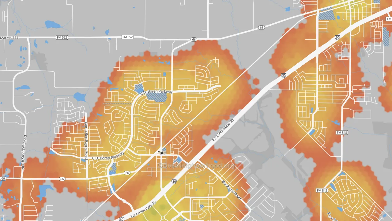 Bike Grade map of 75132, TX