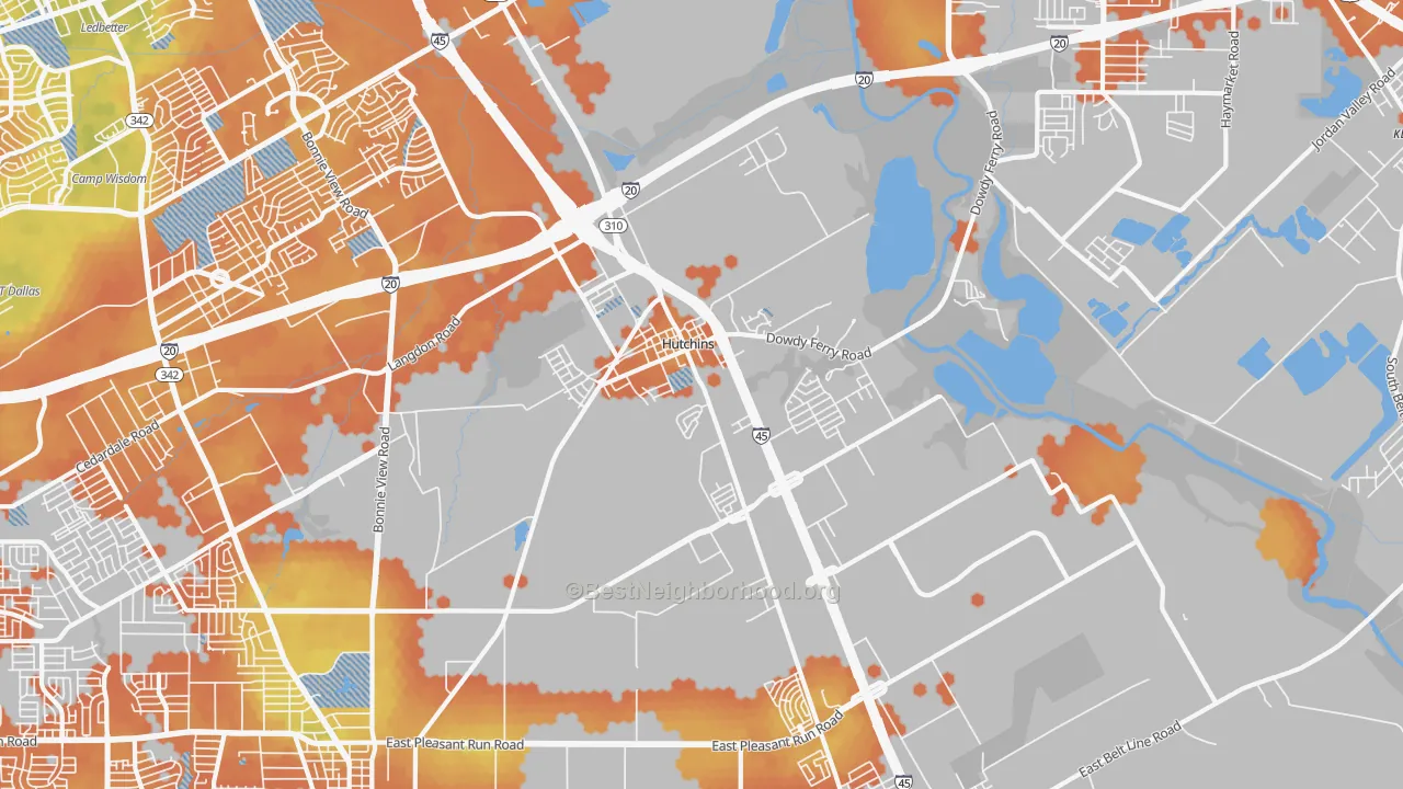 Bike Grade map of 75141, TX