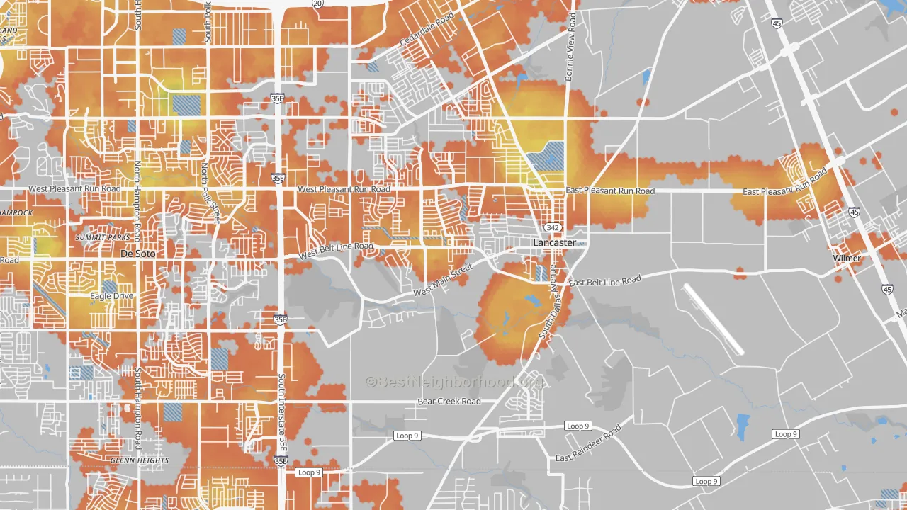 Bike Grade map of 75146, TX