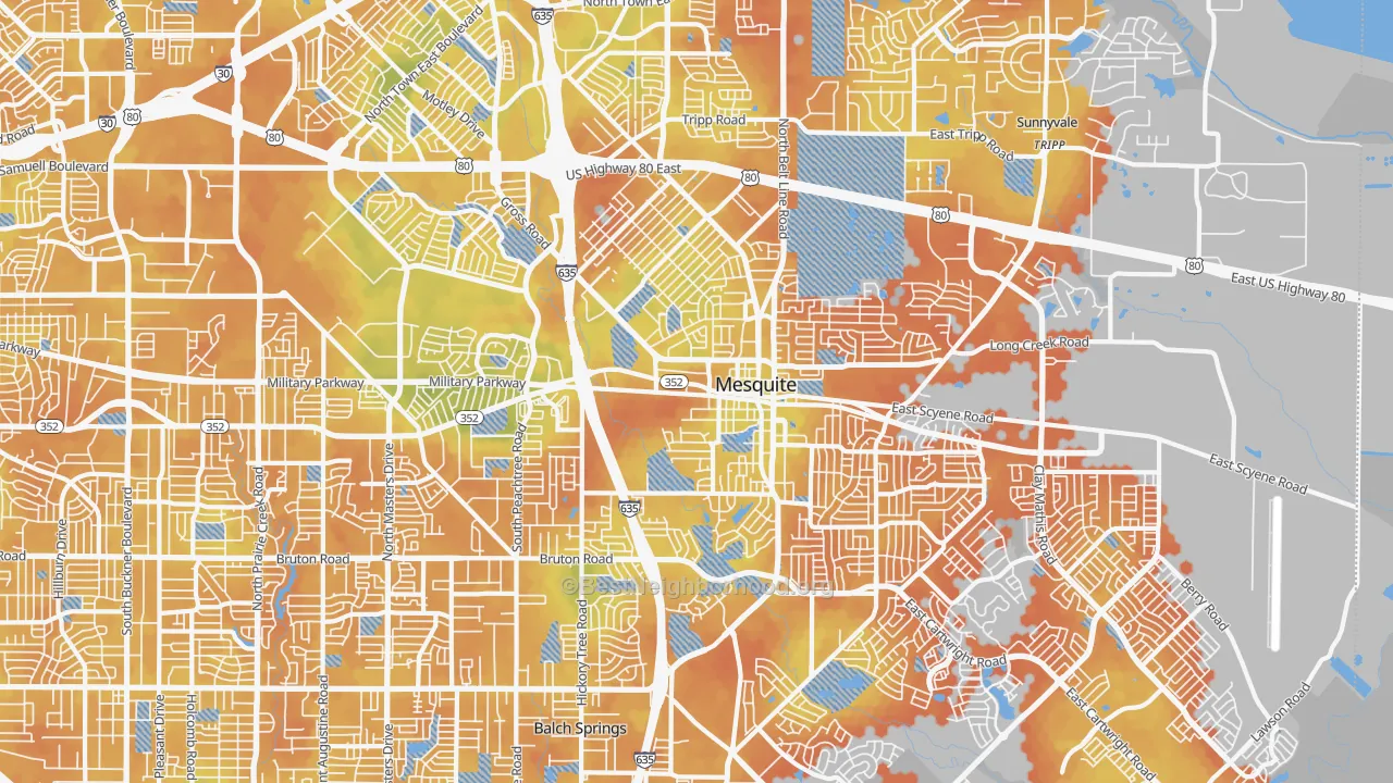 Bike Grade map of 75149, TX