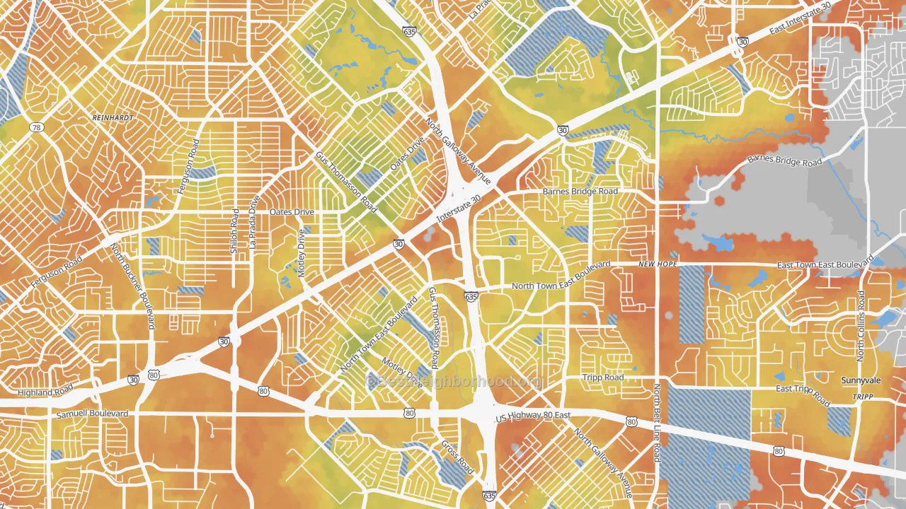 Bike Grade map of 75150, TX
