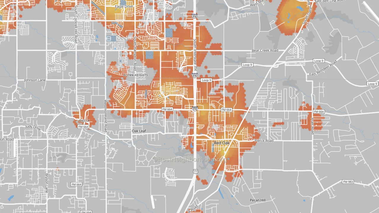Bike Grade map of 75154, TX