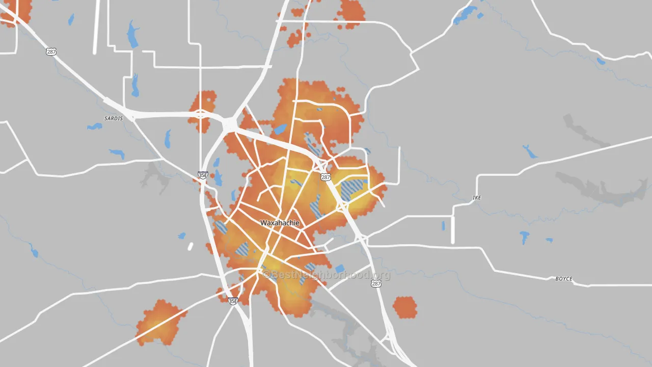 Bike Grade map of 75165, TX