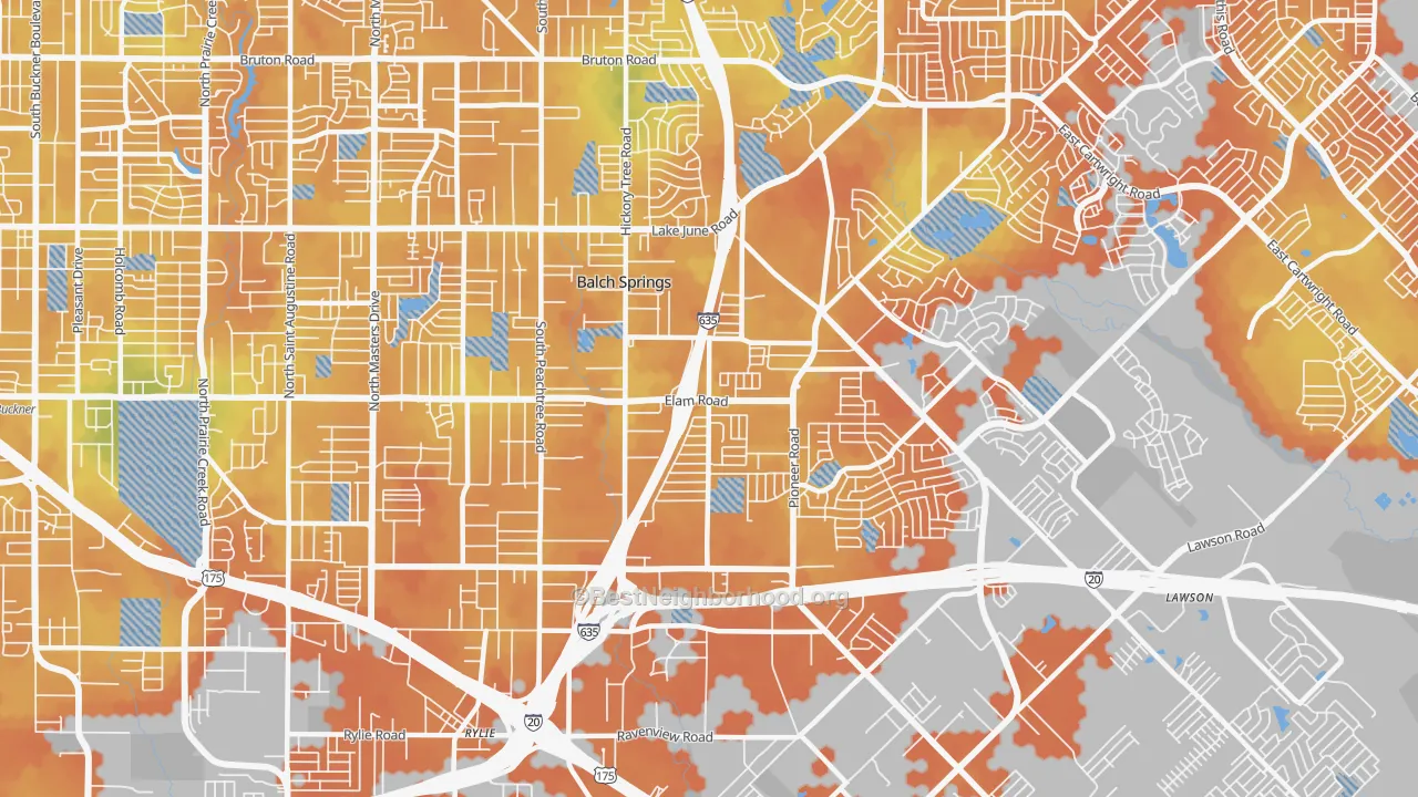 Bike Grade map of 75180, TX
