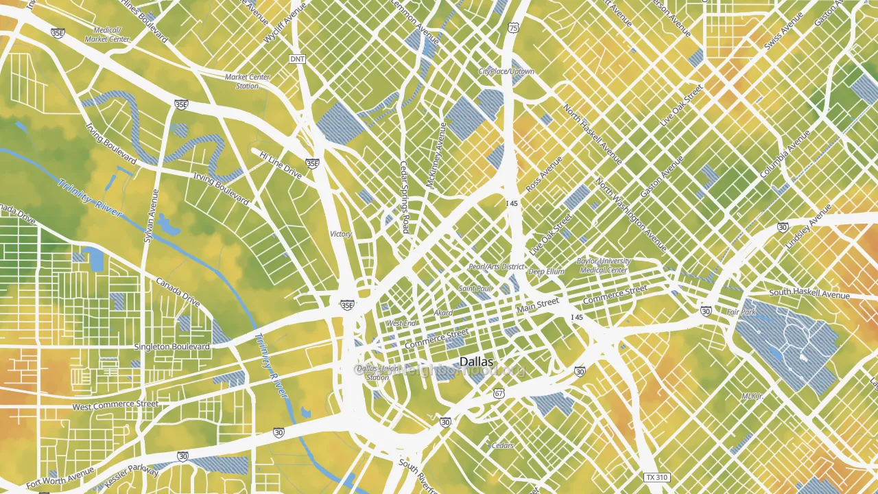 Bike Grade map of 75201, TX
