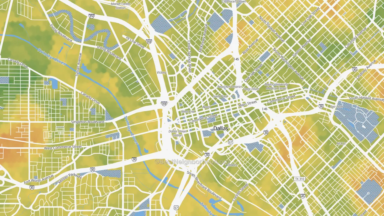 Bike Grade map of 75202, TX