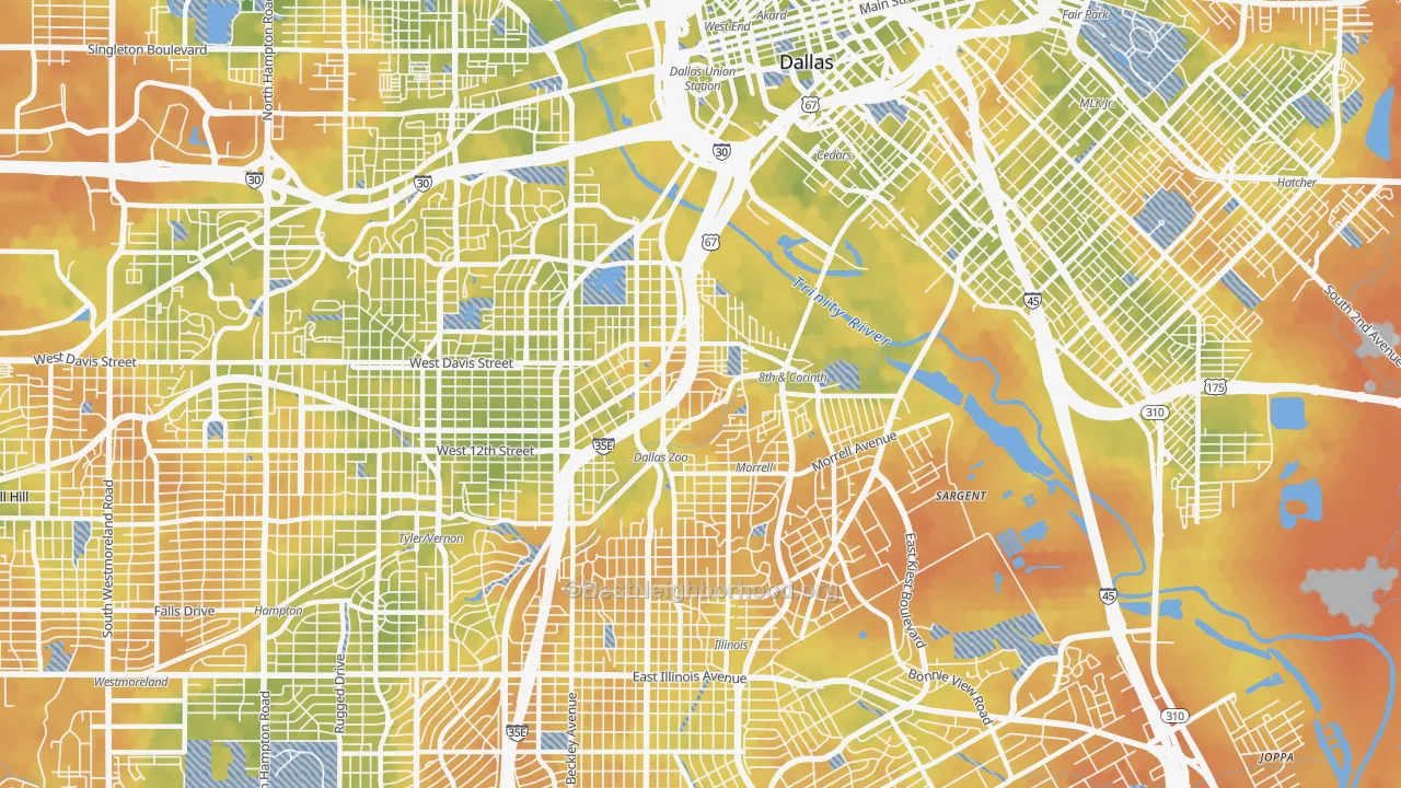 Bike Grade map of 75203, TX
