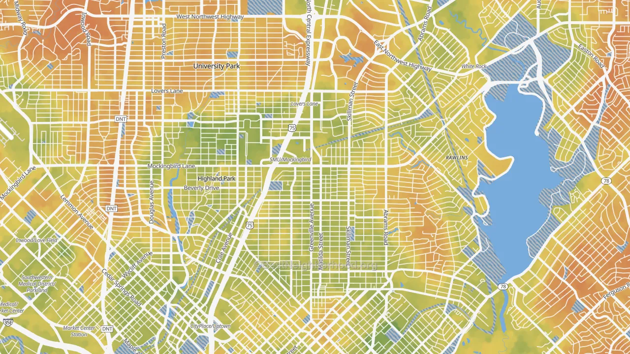 Bike Grade map of 75206, TX
