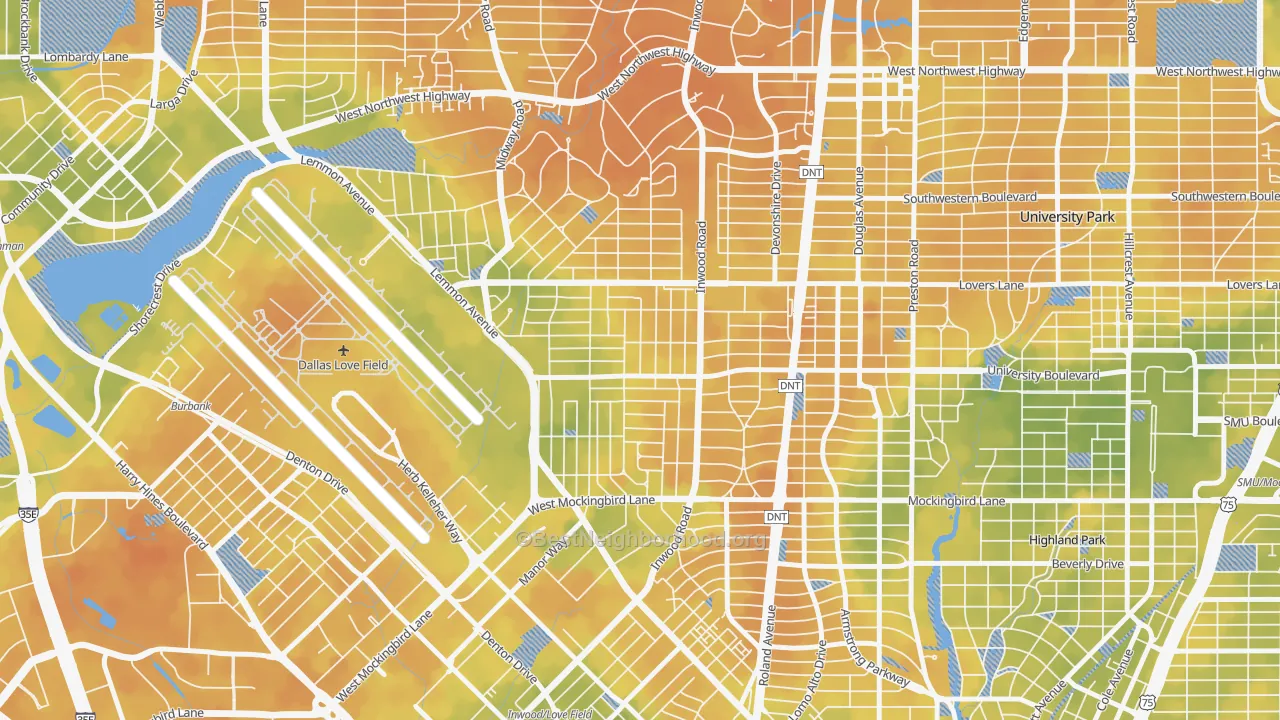 Bike Grade map of 75209, TX