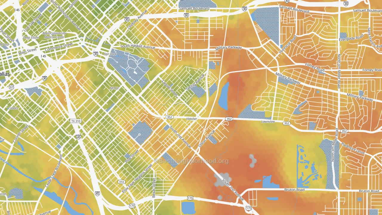 Bike Grade map of 75210, TX