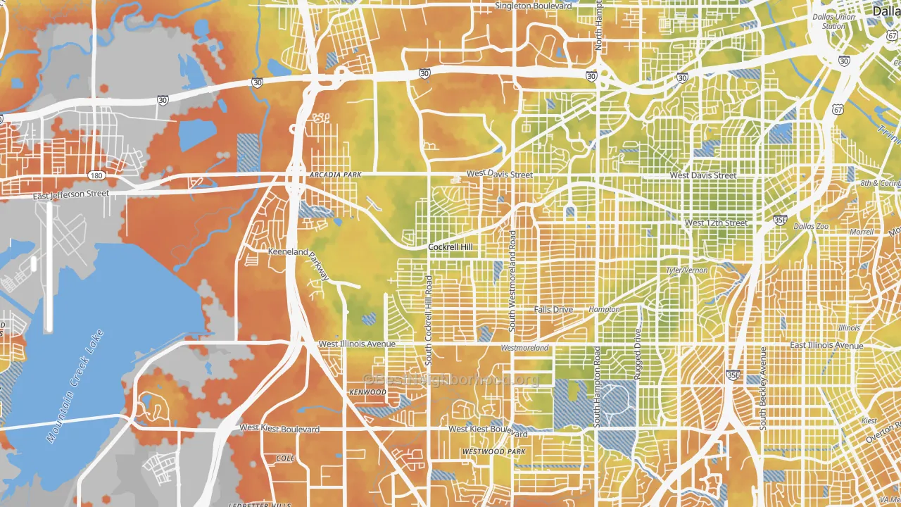Bike Grade map of 75211, TX