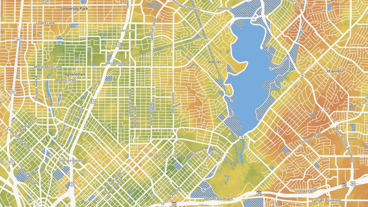Bike Grade map of 75214, TX