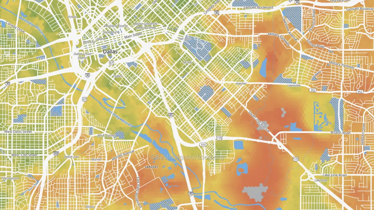 Bike Grade map of 75215, TX