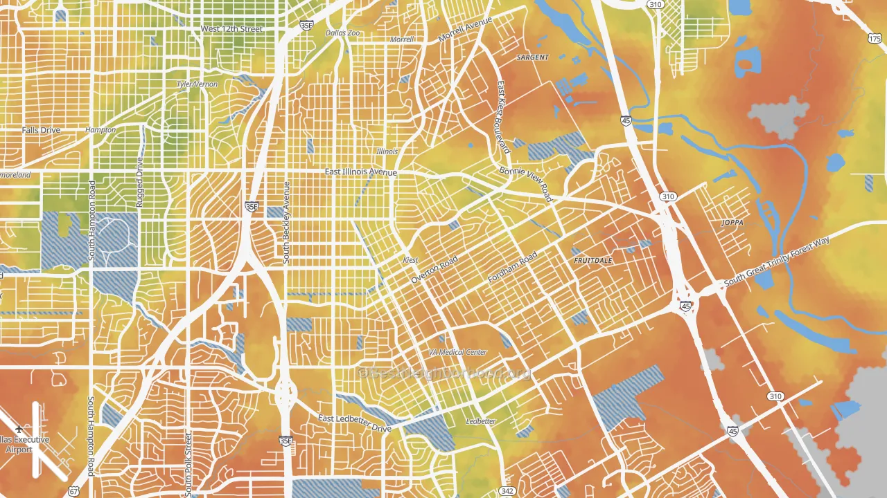 Bike Grade map of 75216, TX