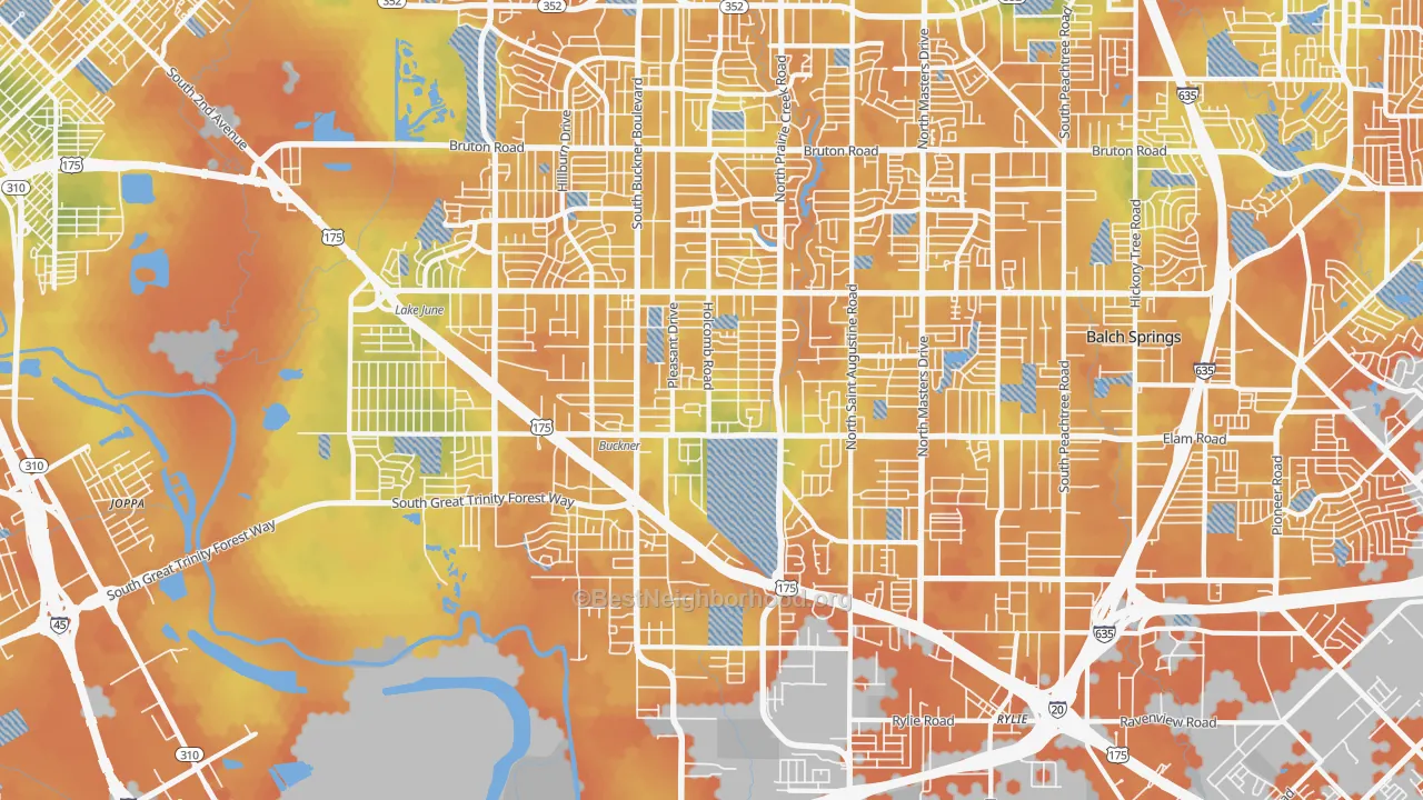 Bike Grade map of 75217, TX